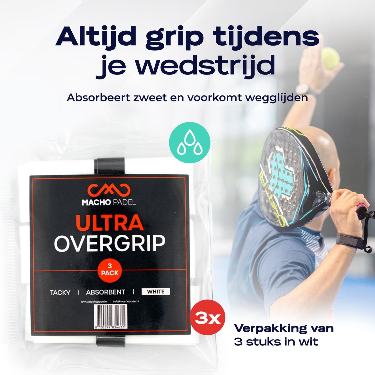 Ultra Overgrip Wit 3 Pack