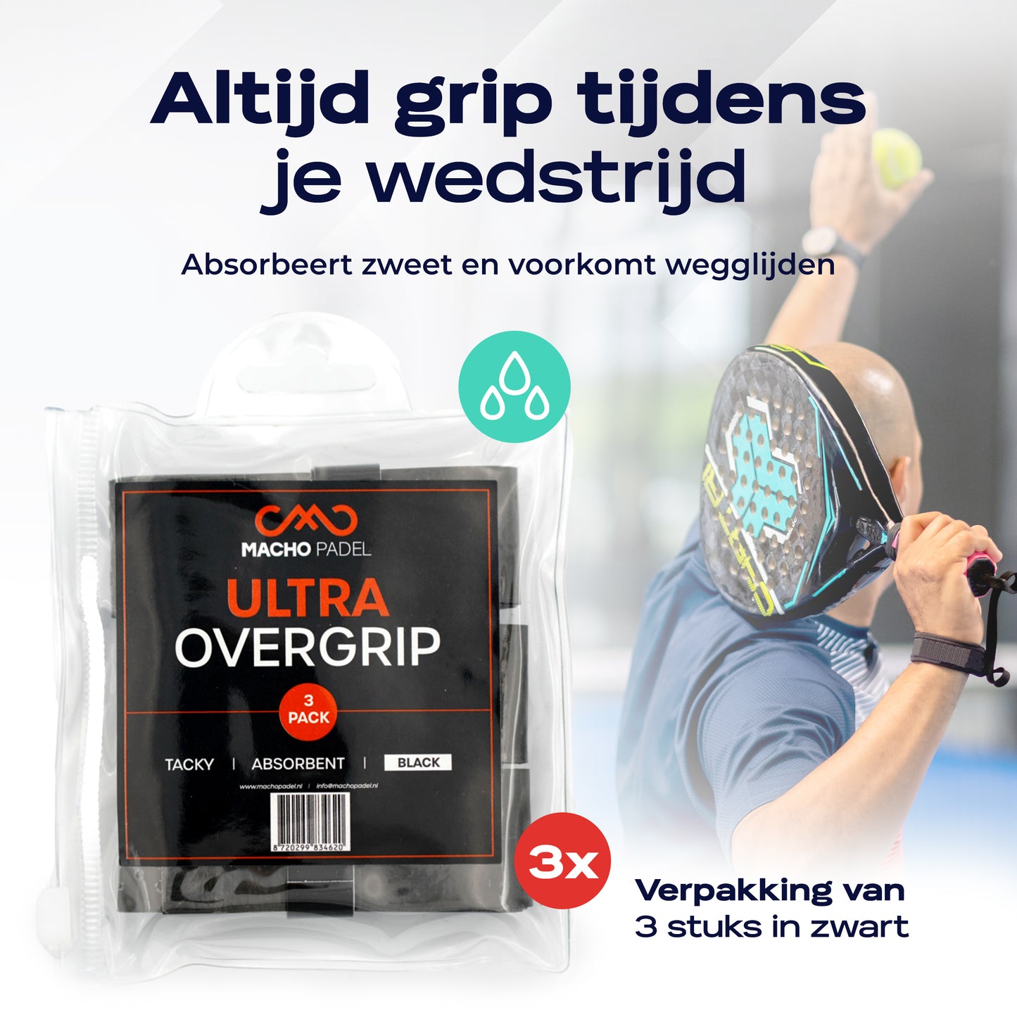 Ultra Overgrip Zwart 3 pack